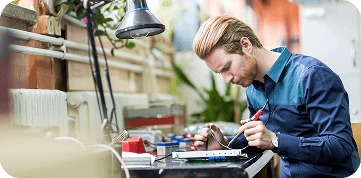Electrician checking a flickering light